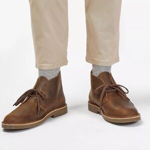 Clarks Bushacre 2 Beeswax Leather Chukka Boots Men’s 8 Brown Lace Up Ankle Shoes